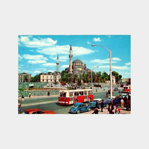 1975 Beyazıt Camii ve Troleybüs Konulu Kartpostal