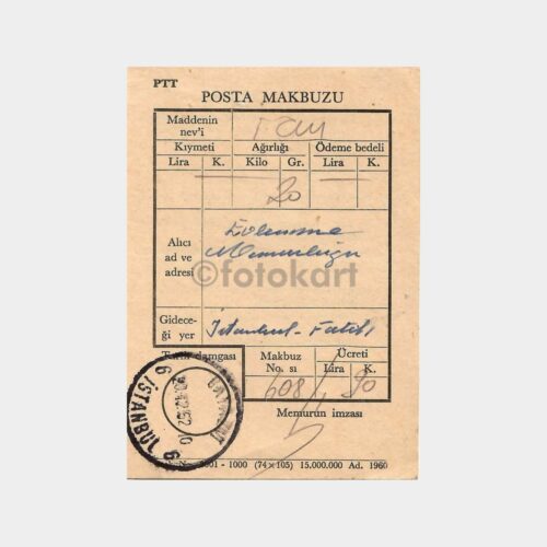 1952 Beyazıt Posta Alındı Makbuzu