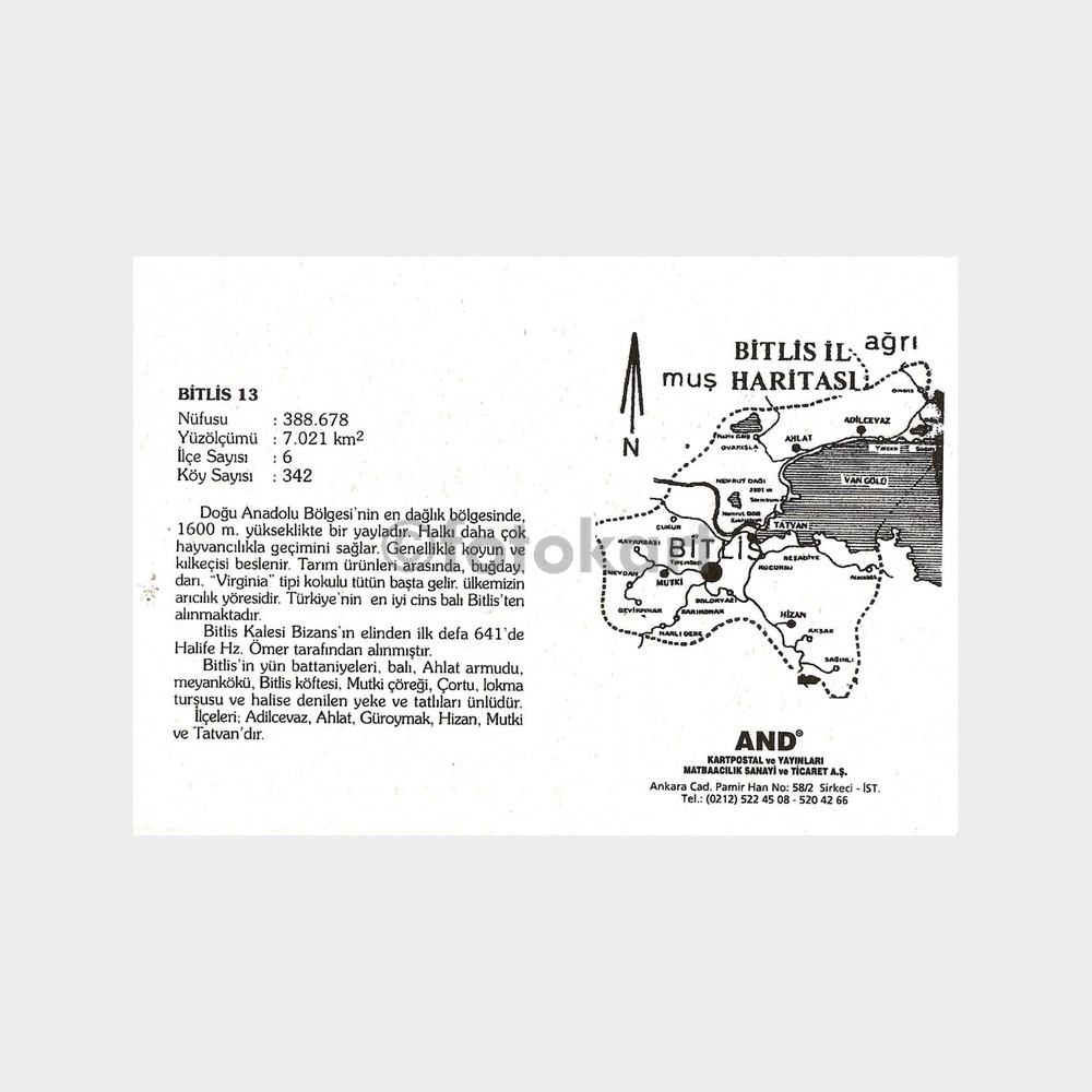 Bitlis Genel Görünüş Künye ve Haritalı Kartpostal - Görsel 2