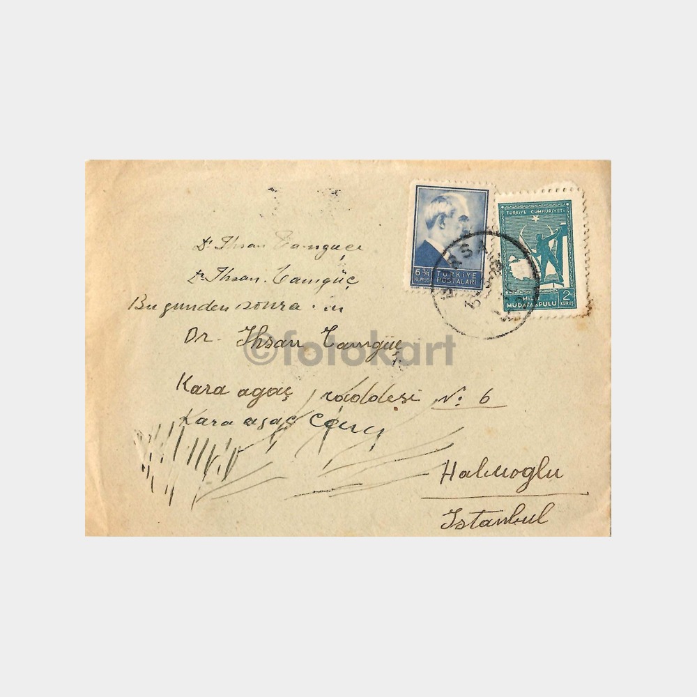1943 Bursa Damgalı Posta Mektup Zarfı