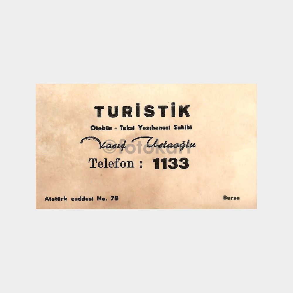 Bursa Turistik Taksi Yazıhane Kartvizit