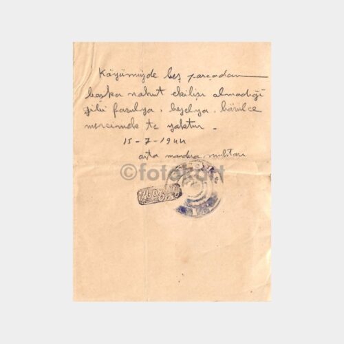 1944 Çiftçi Belgesi