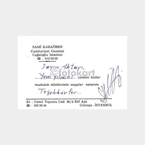 Cumhuriyet Gazetesi -Sami Karaören- Kartvizit