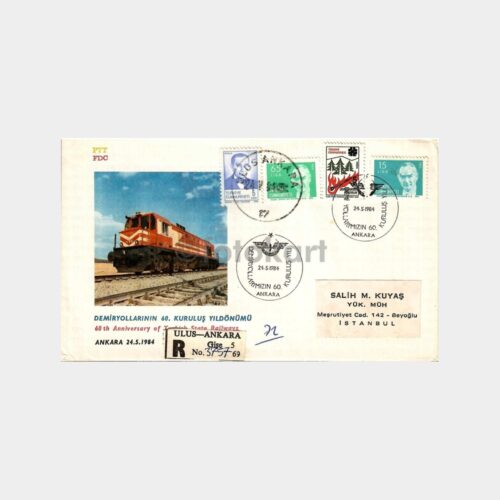 1984 Demiryollarının 60. Kuruluş Yıl Dönümü FDC - İlk Gün Zarfı