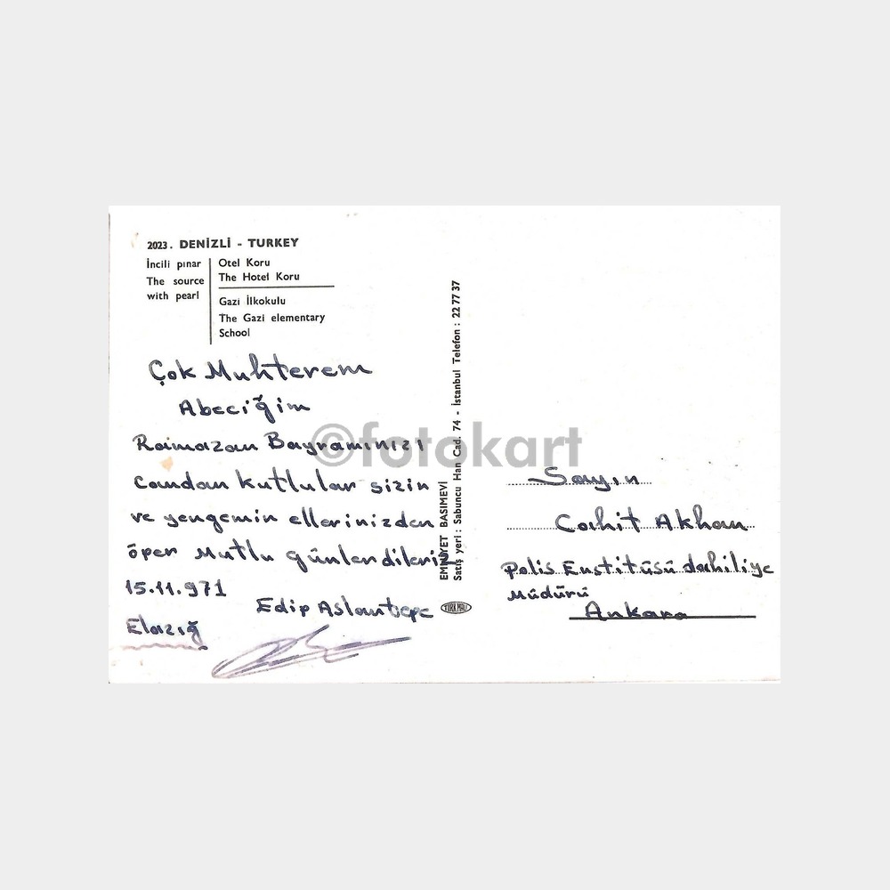 1971 Denizli 3 Görünüş Kartpostal - Görsel 2
