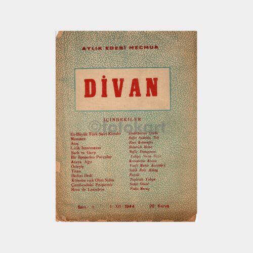 Divan Aylık Edebi Mecmua, 1944 Sayı: 1