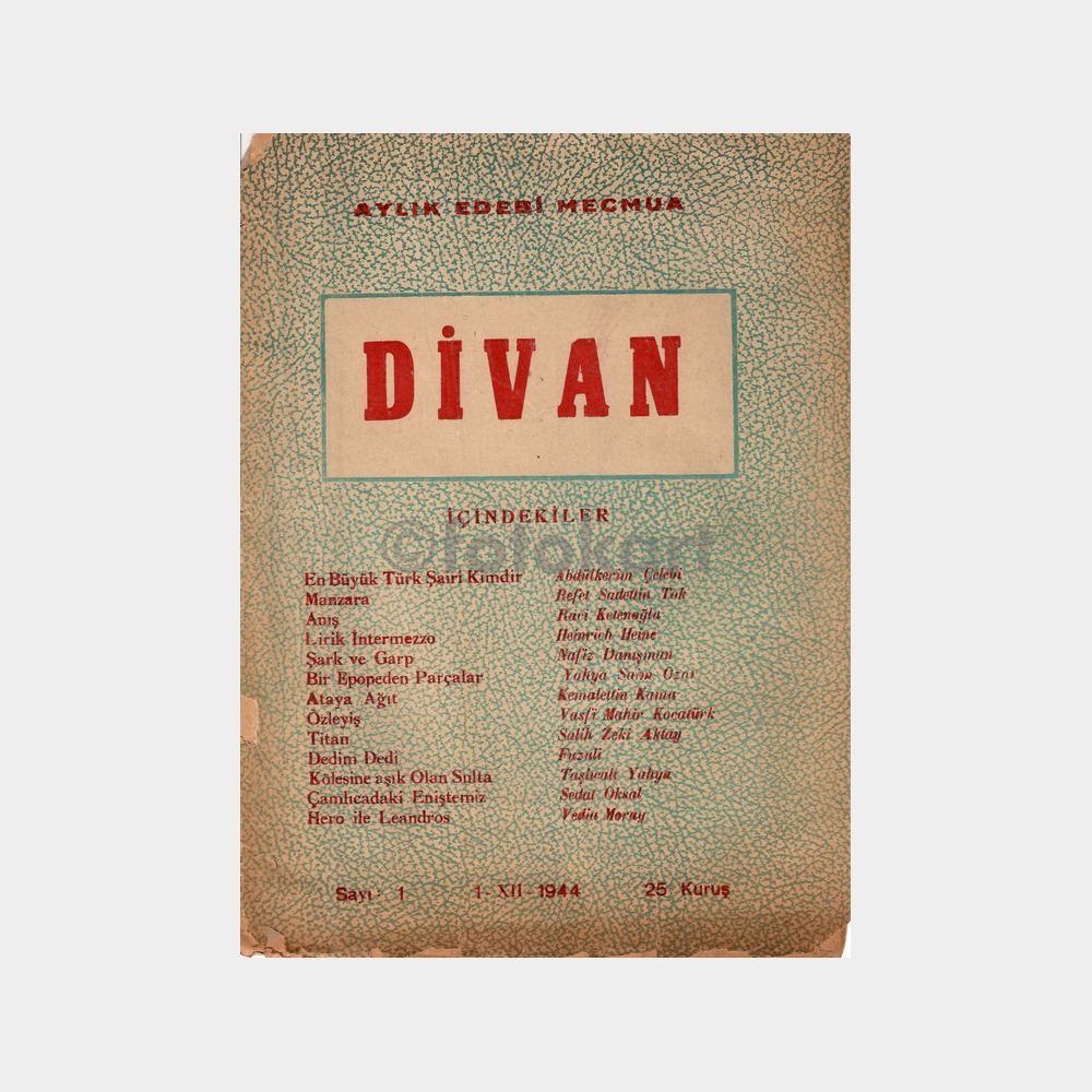 Divan Aylık Edebi Mecmua, 1944 Sayı: 1