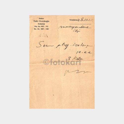 1957 Doktor Talat Civelekoğlu - İskenderun Konulu Reçete