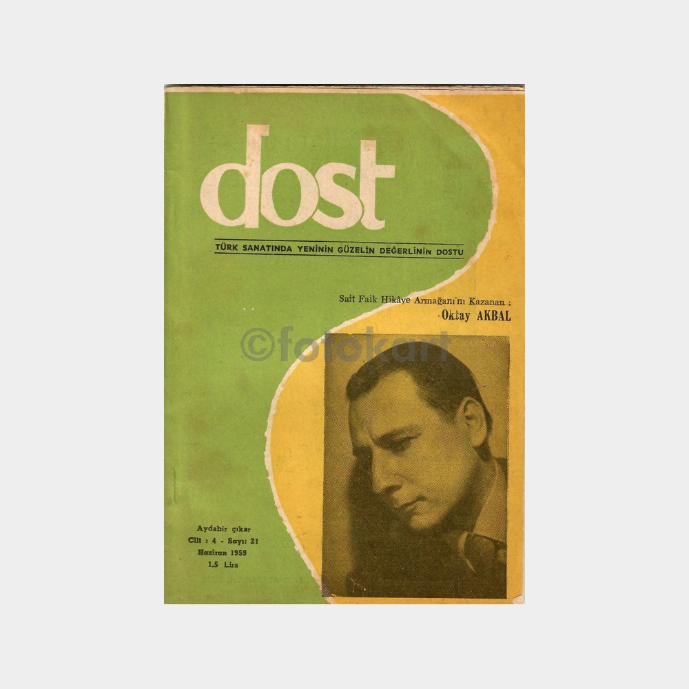1959 Dost Sanat Dergisi No.21 Oktay Akbal