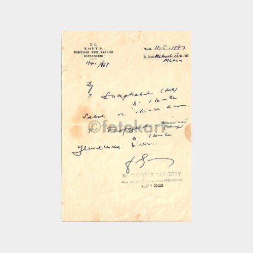 1971 Dr. Erdoğan Tanaltay İmzalı Reçete