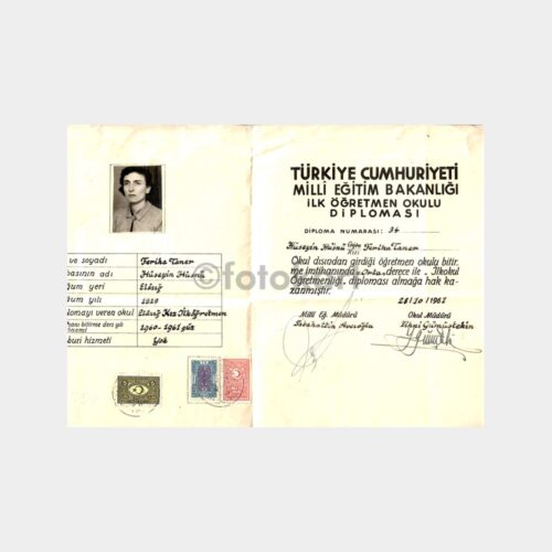 1961 Elazığ Kız Öğretmen Okulu Diploması
