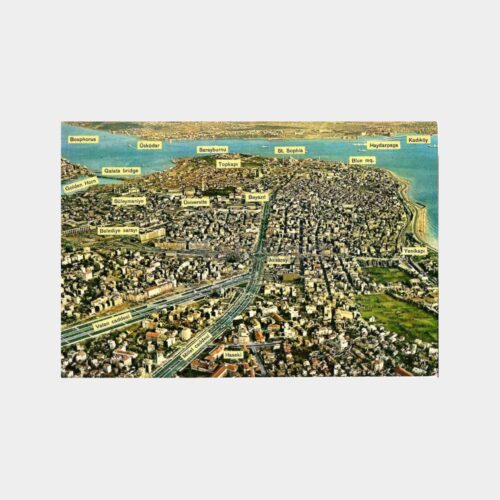 Eski İstanbul Havadan Görünüş Kartpostal