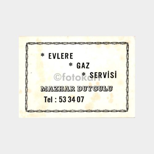 Evlere Gaz Servisi Mazhar Duygulu Kartvizit