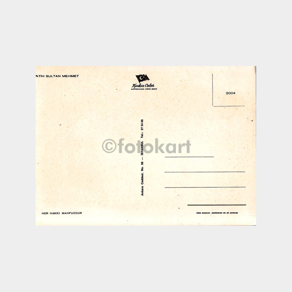 Fatih Sultan Mehmet Konulu Kartpostal - Görsel 2