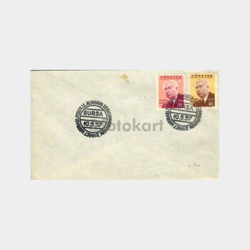 1957 Federal Almanya Reisicumhurunun Ziyaret Bursa Özel Damga-Zarf