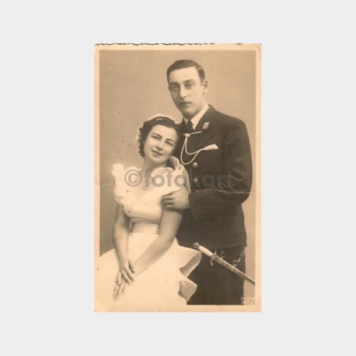 1934 Foto Yıldız - Asker ve Eşi Fotoğraf (Tamirli)