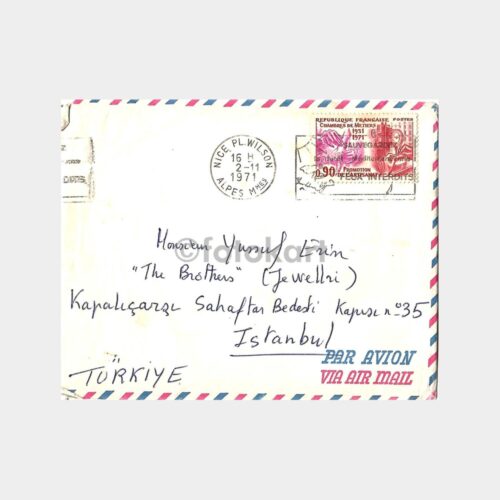 1971 Fransa Nice Damgalı Zarf