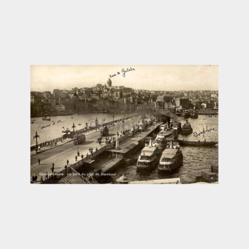 1928 Galata Köprüsü Tramvay Görünüş Kartpostal