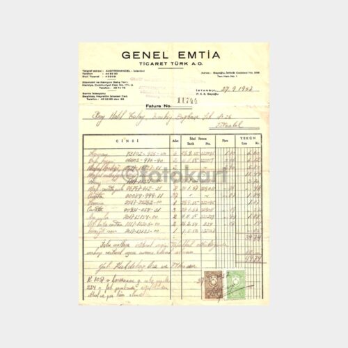 1957 Genel Emtia A.Ş. Otomobil Yedek Parça Fatura