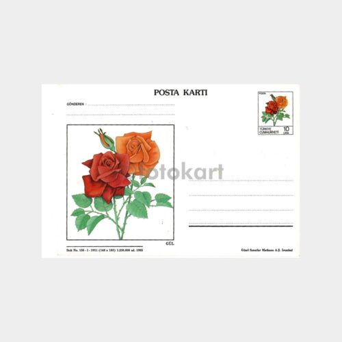 1983 Gül Baskılı Posta Kartı