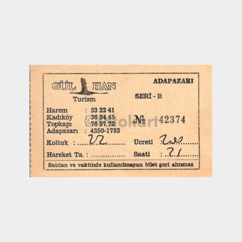 1981 Gülhan Turizm Otobüs Bileti