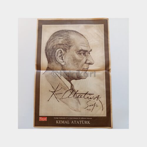 Hayat Dergisi - Orta Sayfası Poster, No. 24 Mustafa Kemal Atatürk Cumhuriyet'in 37. Yılı Anısına Çizim
