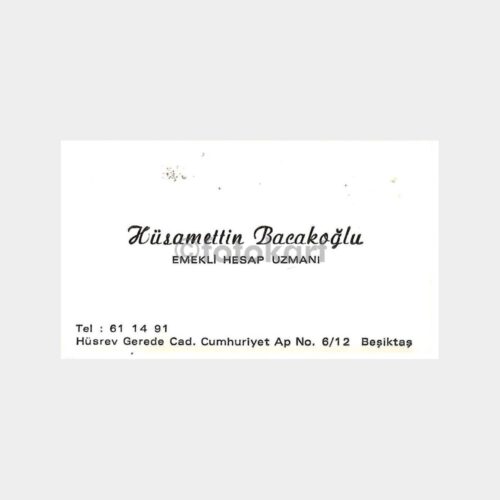 Hüsamettin Bacakoğlu Hesap Uzmanı Kartvizit