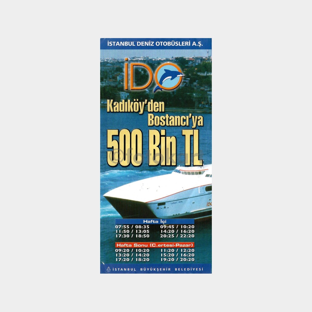 2001 İDO İstanbul Deniz Otobüsü Tarifesi