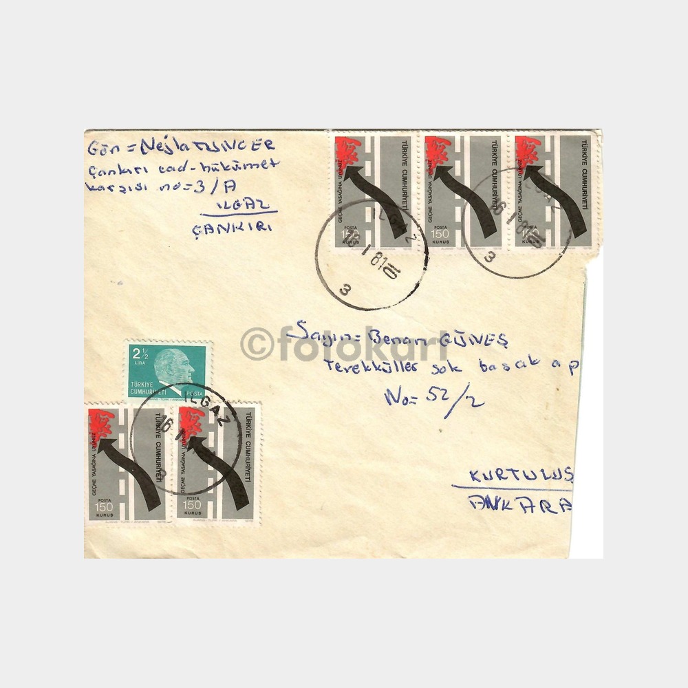 1981 Ilgaz Çankırı Posta Damgalı Zarf