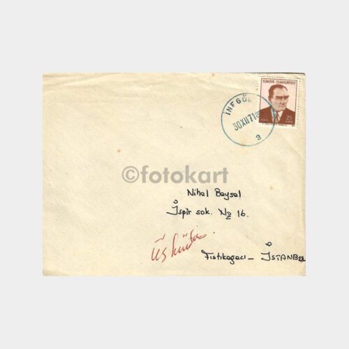 1971 İnegöl Damgalı Ata Pullu Zarf