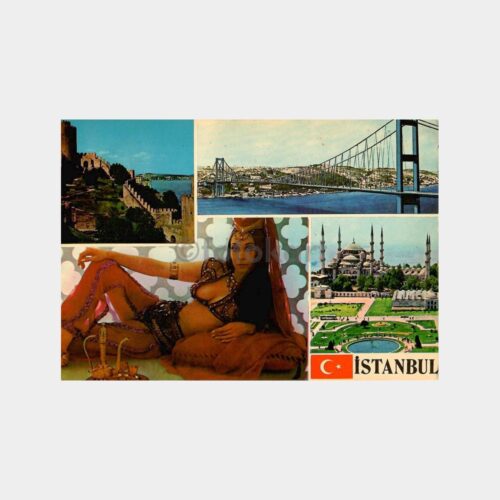 İstanbul Dansöz ve Turistik Yerler 4 Parçalı Kartpostal