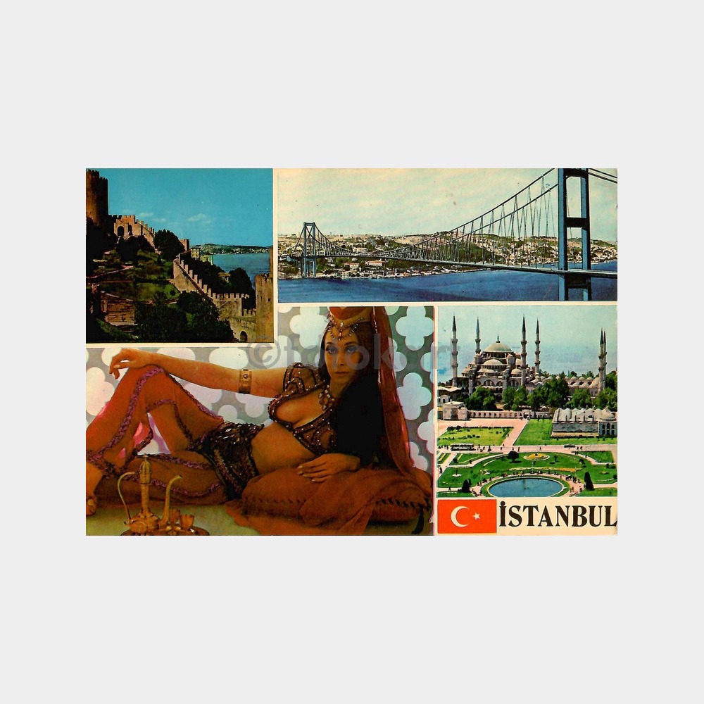 İstanbul Dansöz ve Turistik Yerler 4 Parçalı Kartpostal