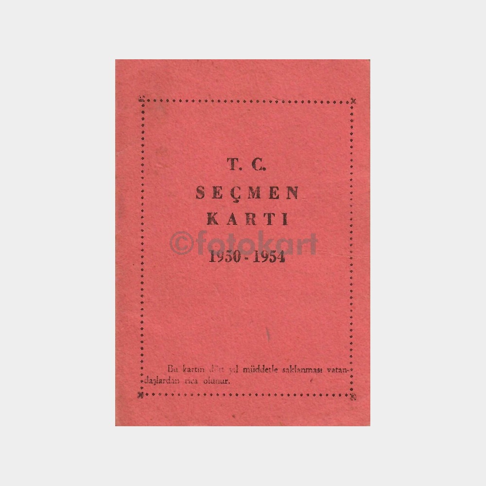 1950 İstanbul Fatih Seçmen Kartı (Mühürlü)