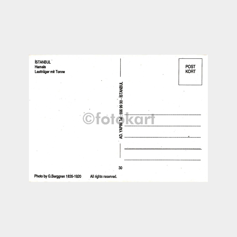 İstanbul Hamallar -Berggren Çekimi- Kartpostal - Görsel 2
