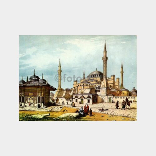 İstanbul III. Ahmet Çeşmesi ve Ayasofya Camii Kartpostal