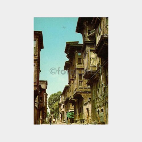 İstanbul Sokak Tarihi Evler Kartpostal