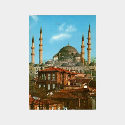İstanbul Süleymaniye Camii ve Eski İstanbul Evleri Kartpostal
