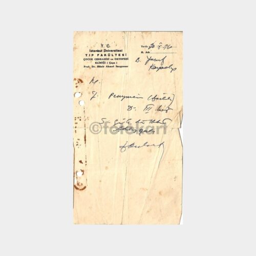 1960 İstanbul Tıp Fakültesi Reçetesi