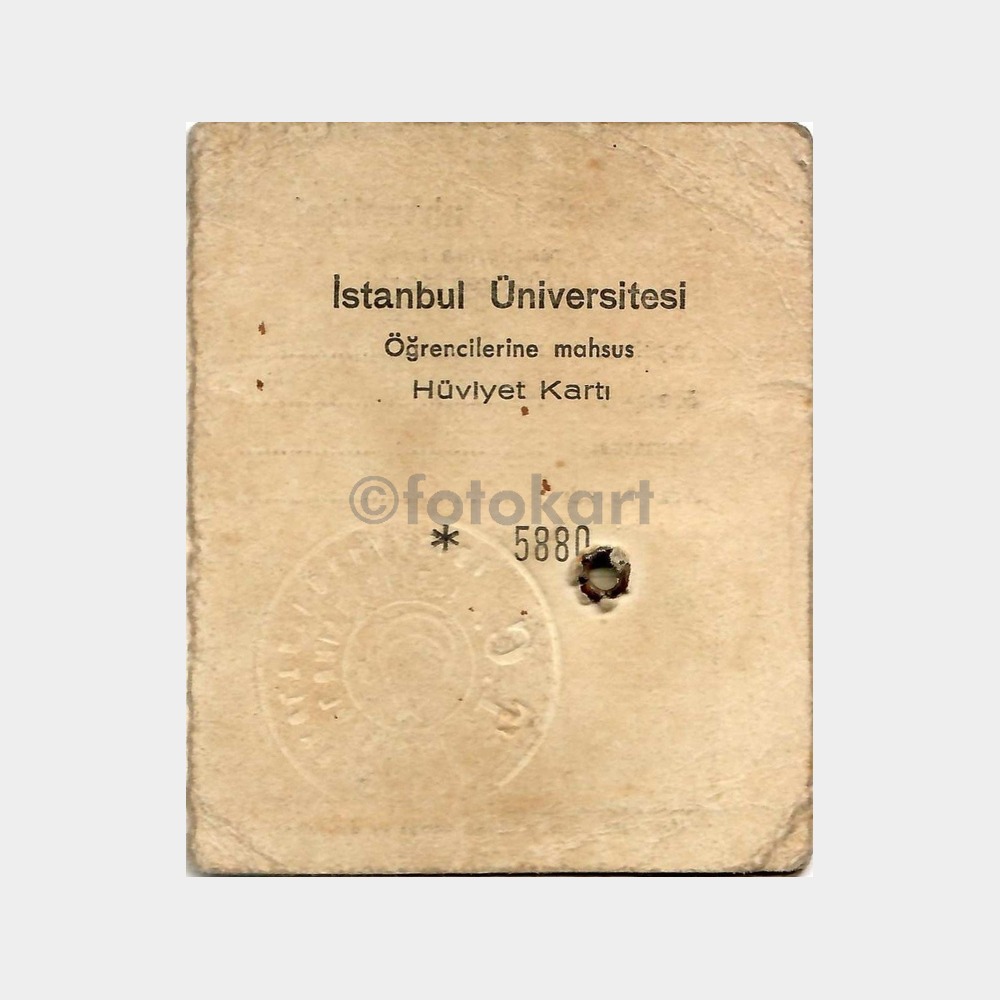 1952 İstanbul Üniversitesi Hüviyet Kartı