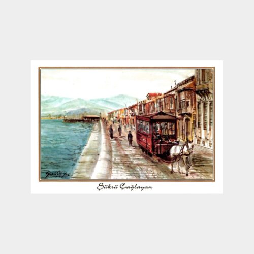 İzmir Kordon - Ressam Şükrü Çağlayan Tablo Kartpostal