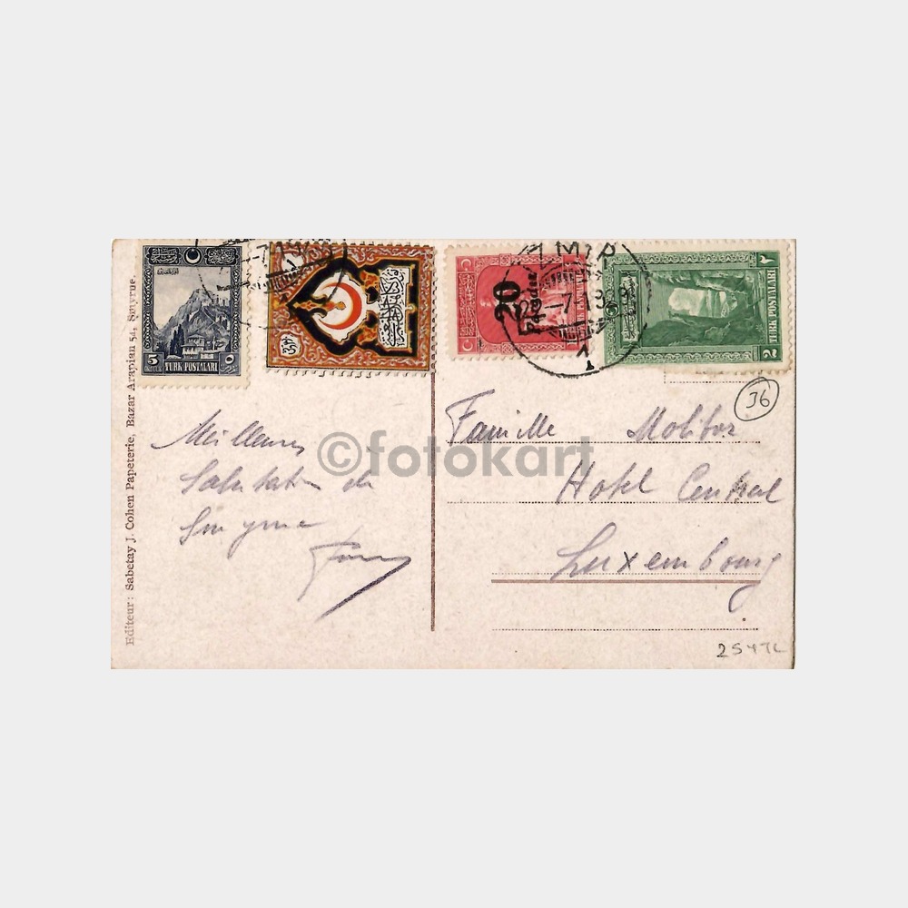 1929 İzmir (Smyrne) Genel Görünüş Kartpostal - Görsel 2
