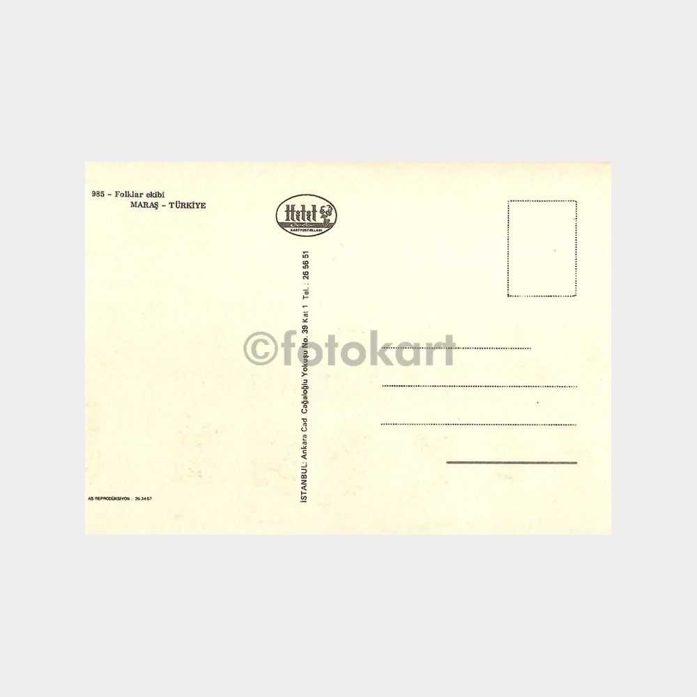 Kahramanmaraş Folklor Ekibi Kartpostal - Görsel 2