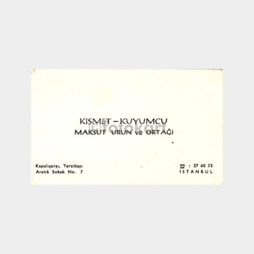Kapalıçarşı Kısmet Kuyumcu Kartvizit
