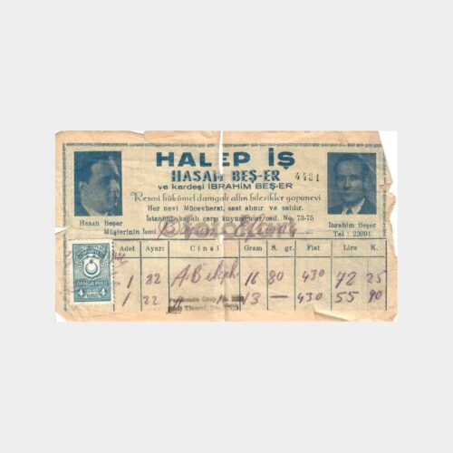 1964 Kapalıçarşı Kuyumcu Makbuzu