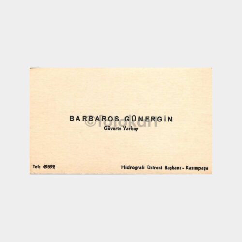 Kasımpaşa Güverte Yr -Barbaros Günergin- Kartvizit