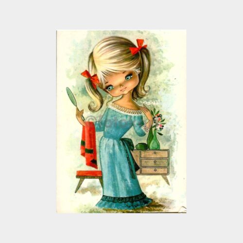 Kız Çocuk Çizimi Fantezi Kartpostal