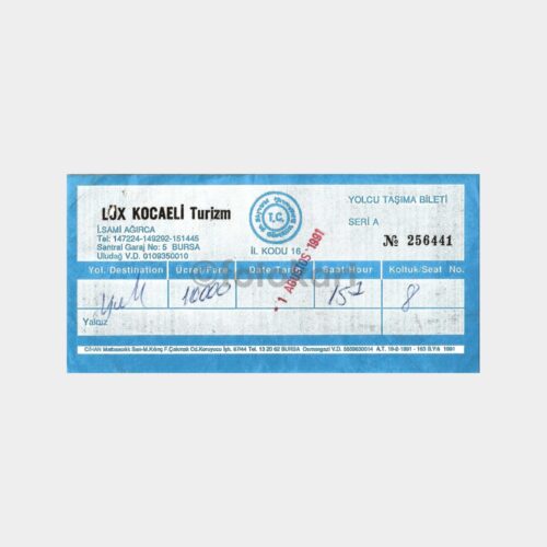 1991 Lüks Kocaeli Turizm Otobüs Bileti