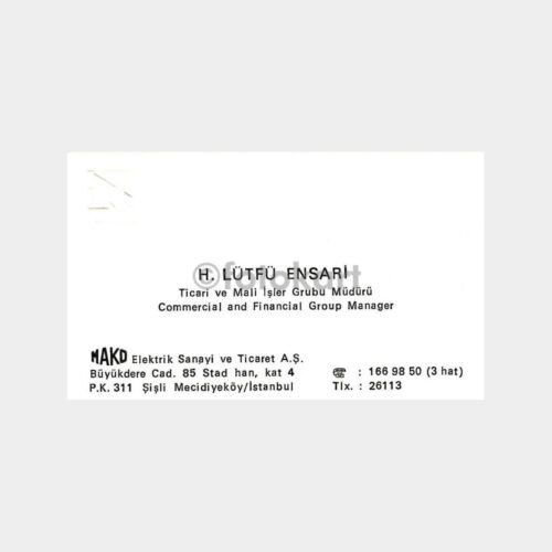 Mako Mali İşler Md Lütfü Ensari Kartvizit