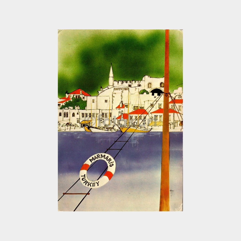 Marmaris Konulu İllustrasyon Kartpostal