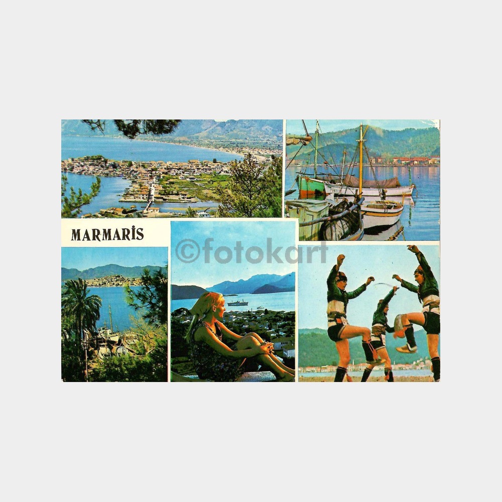 1975 Marmaris Muhtelif Görünüler Kartposta